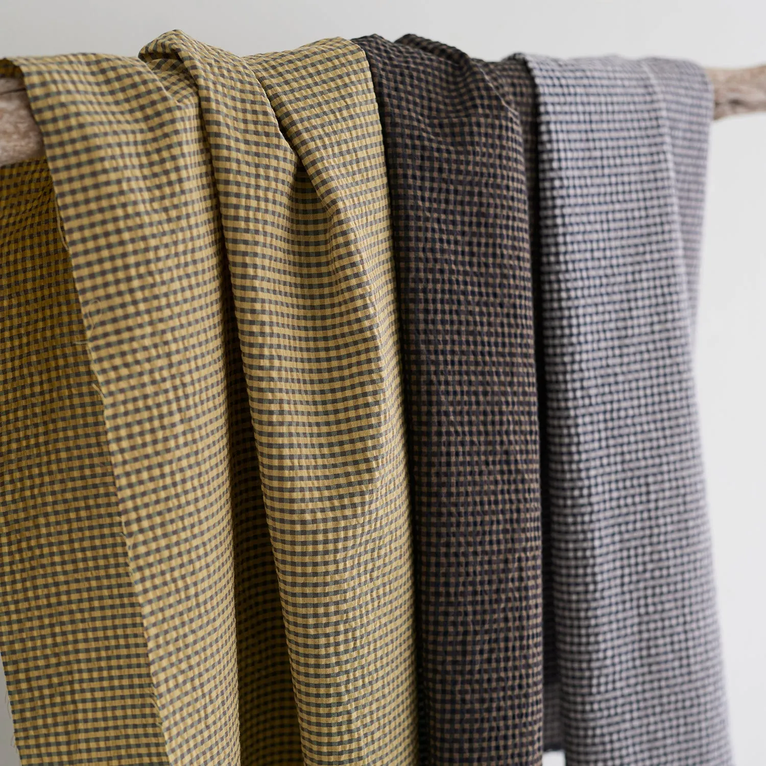 Yarn Dyed Gingham Seersucker Organic Cotton Fabric TS-2039-1