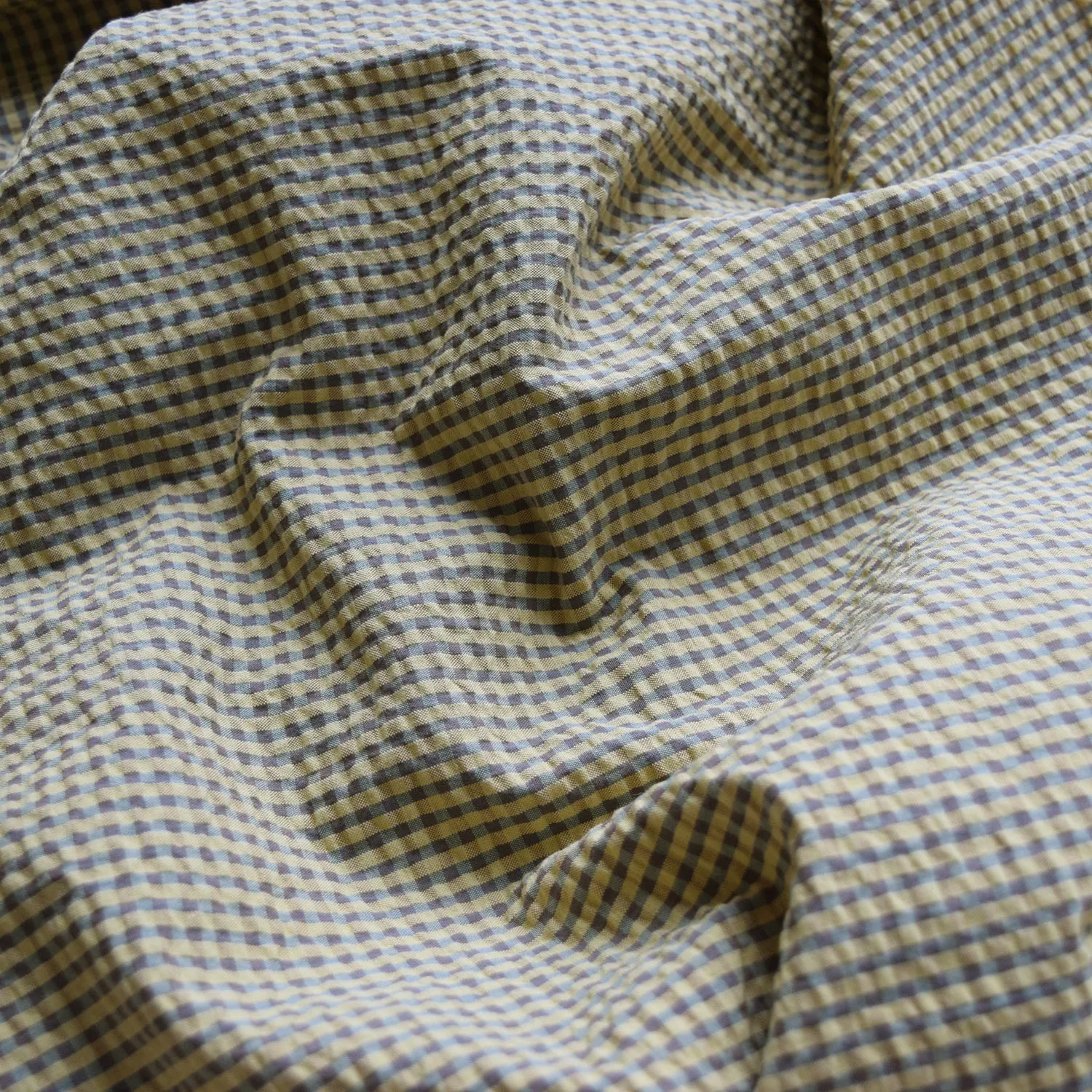 Yarn Dyed Gingham Seersucker Organic Cotton Fabric TS-2039-1