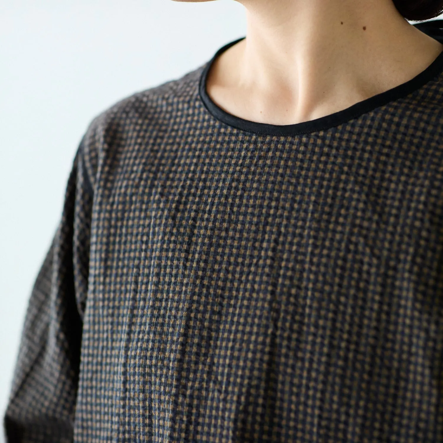 Yarn Dyed Gingham Seersucker Organic Cotton Fabric TS-2039-1