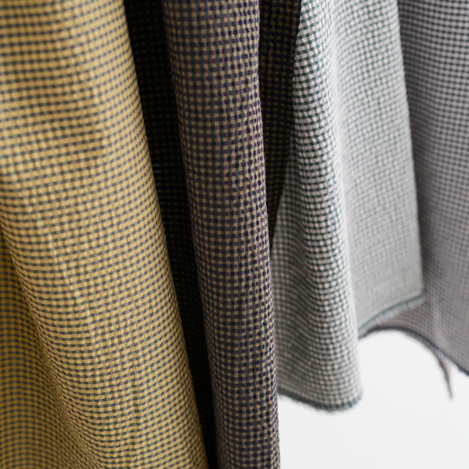 Yarn Dyed Gingham Seersucker Organic Cotton Fabric TS-2039-1