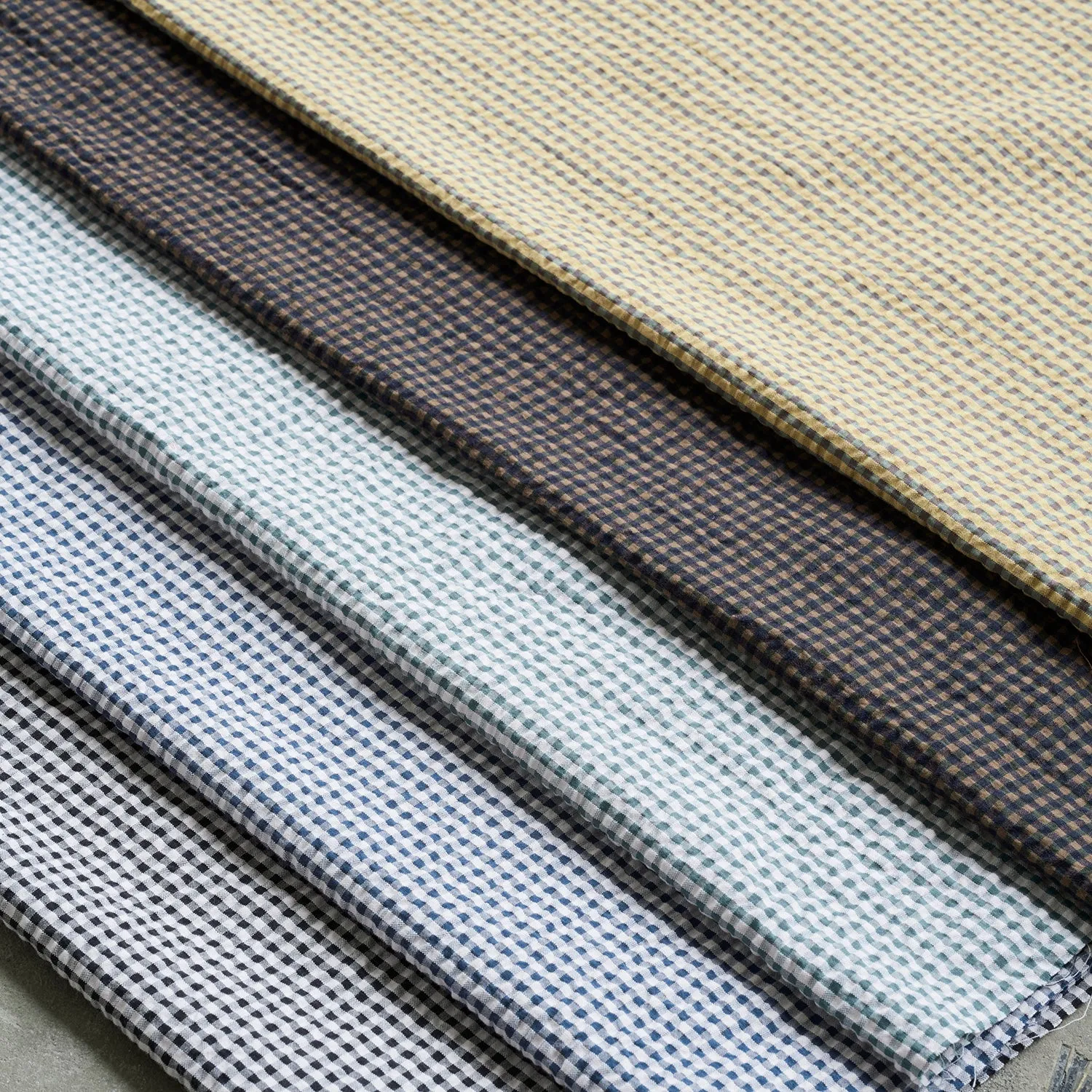 Yarn Dyed Gingham Seersucker Organic Cotton Fabric TS-2039-1