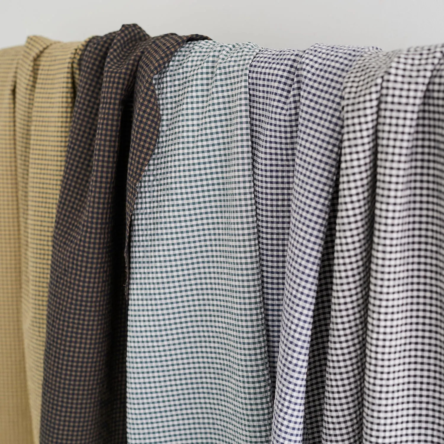 Yarn Dyed Gingham Seersucker Organic Cotton Fabric TS-2039-1