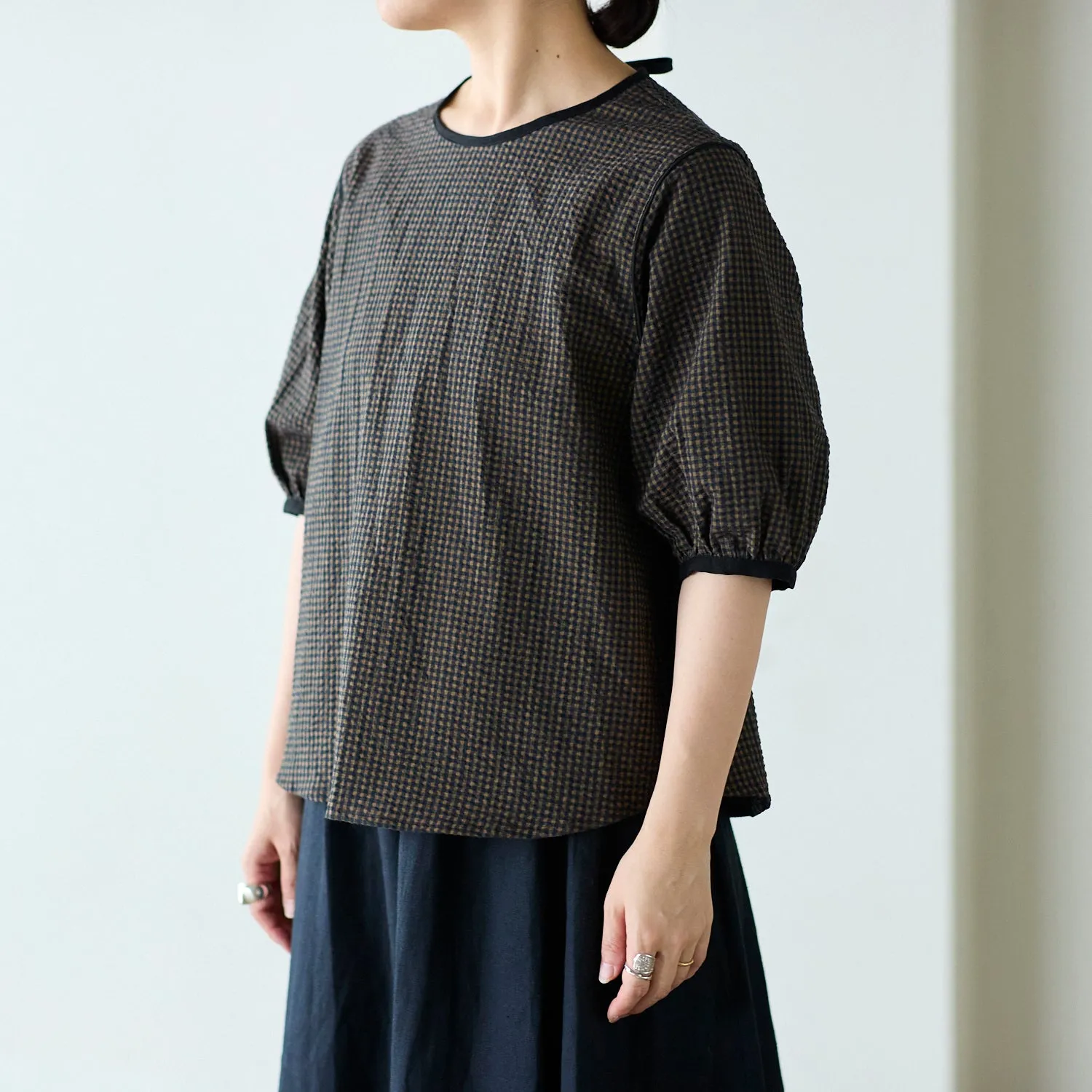 Yarn Dyed Gingham Seersucker Organic Cotton Fabric TS-2039-1