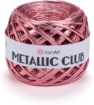 YarnArt Metallic Club Super Bulky T-Shirt Yarn 100% Polyester, 6.35 oz / 180 gr, 60 yrds / 55 Meters, Shiny Colors, Handbag, Rug, Crochet Bag Yarn (8110)