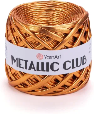YarnArt Metallic Club Yarn Super Bulky T-Shirt Yarn 100% Polyester Yarn 6.35 oz / 180 gr, 60 yrds / 55 Meters, Shiny Colors, Handbag Yarn, Rug, Chic Night bah Yarn, Crochet Bag Yarn (8106)