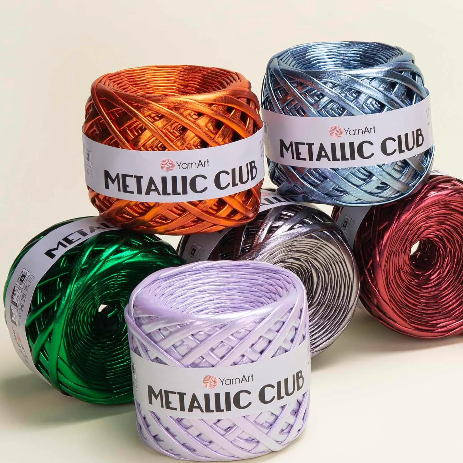 YarnArt Metallic Club Yarn Super Bulky T-Shirt Yarn 100% Polyester Yarn 6.35 oz / 180 gr, 60 yrds / 55 Meters, Shiny Colors, Handbag Yarn, Rug, Chic Night bah Yarn, Crochet Bag Yarn (8106)