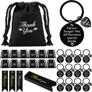 Yinkin 36 Pcs Employee Appreciation Gift for Coworker 2025 Thank You Gifts Bulk Keychain with Drawstring Bags and Cards