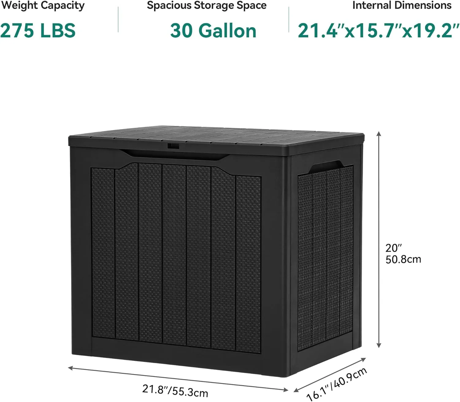 YITAHOME 30 Gallon Outdoor Storage Box, Small Water Resistant Resin Deck Box, Indoor Outdoor Lockable Rattan Storage Container for Patio, Garden, Cushions, Tools, Equipment (Black)