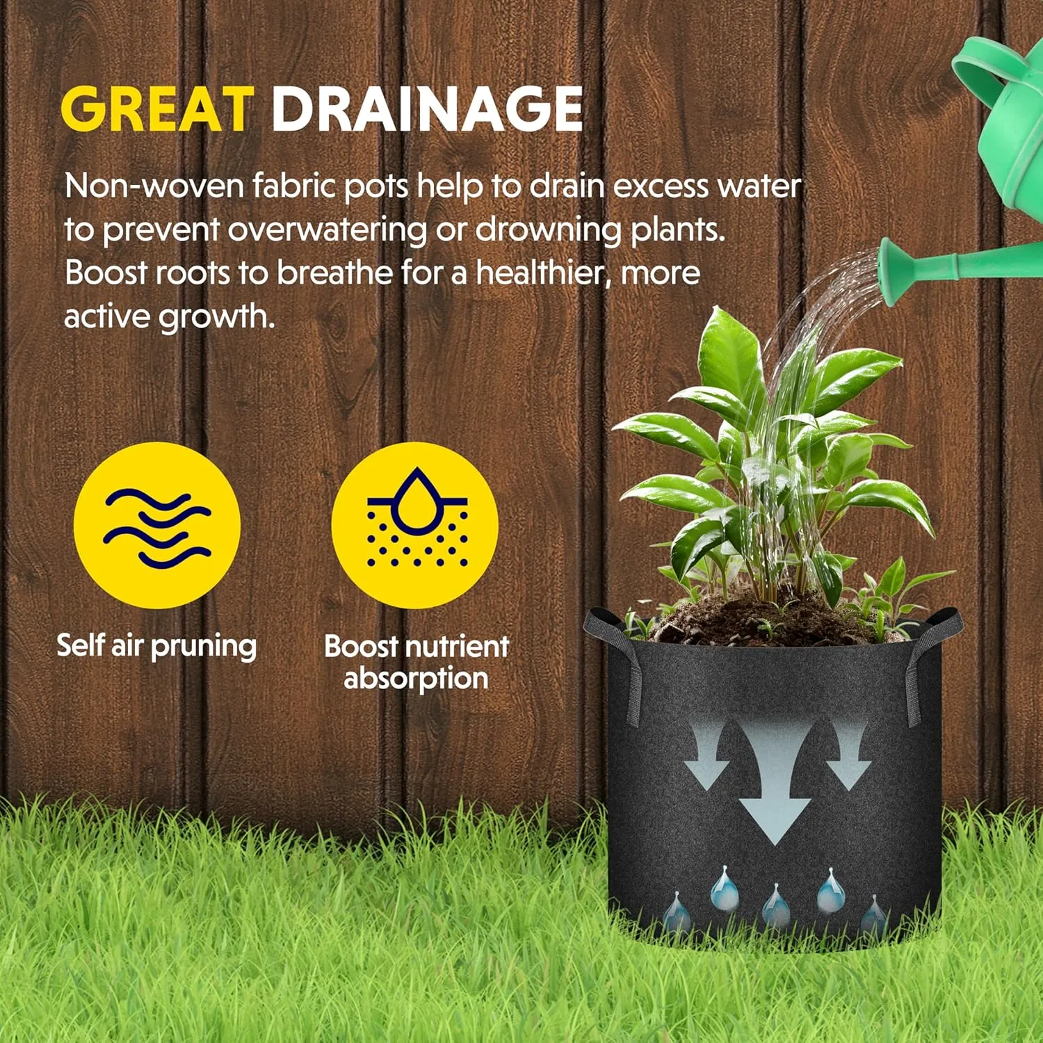 YSSOA 12-Pack 1 Gallon Grow Bags Heavy Duty Thickened Nonwoven Aeration Fabric Pots with Handles, Cloth Pots for Plants, Vegetable, Flower, Tomato Potato