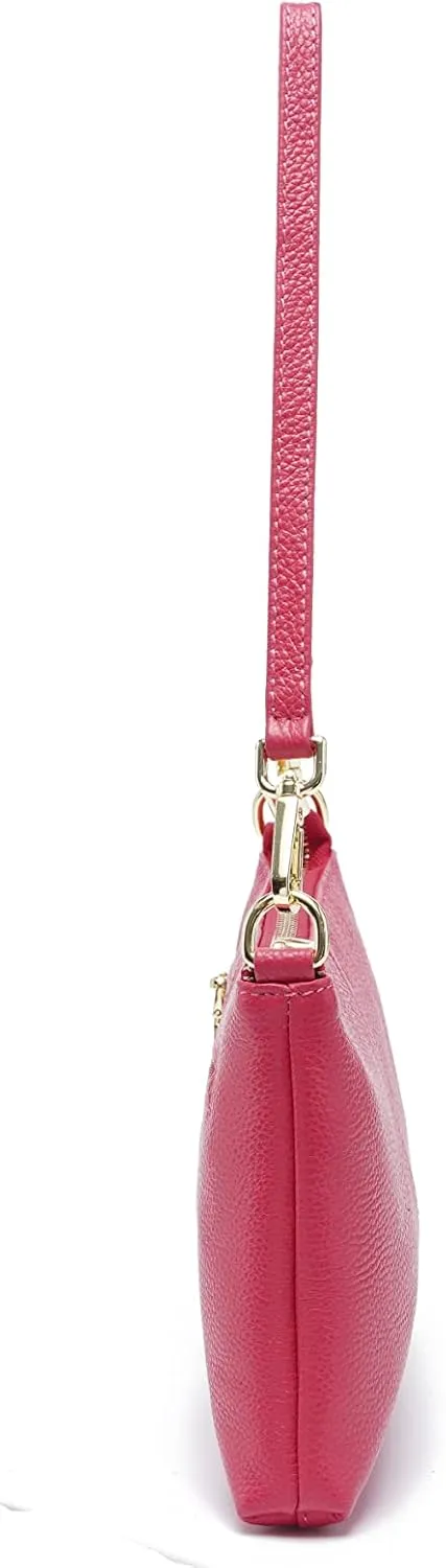 zency Women's Genuine Leather Clutch Bag Leisure Wristlet Vintage Small Handbag Female Underarm Bags Lady Shoulder Crossbody