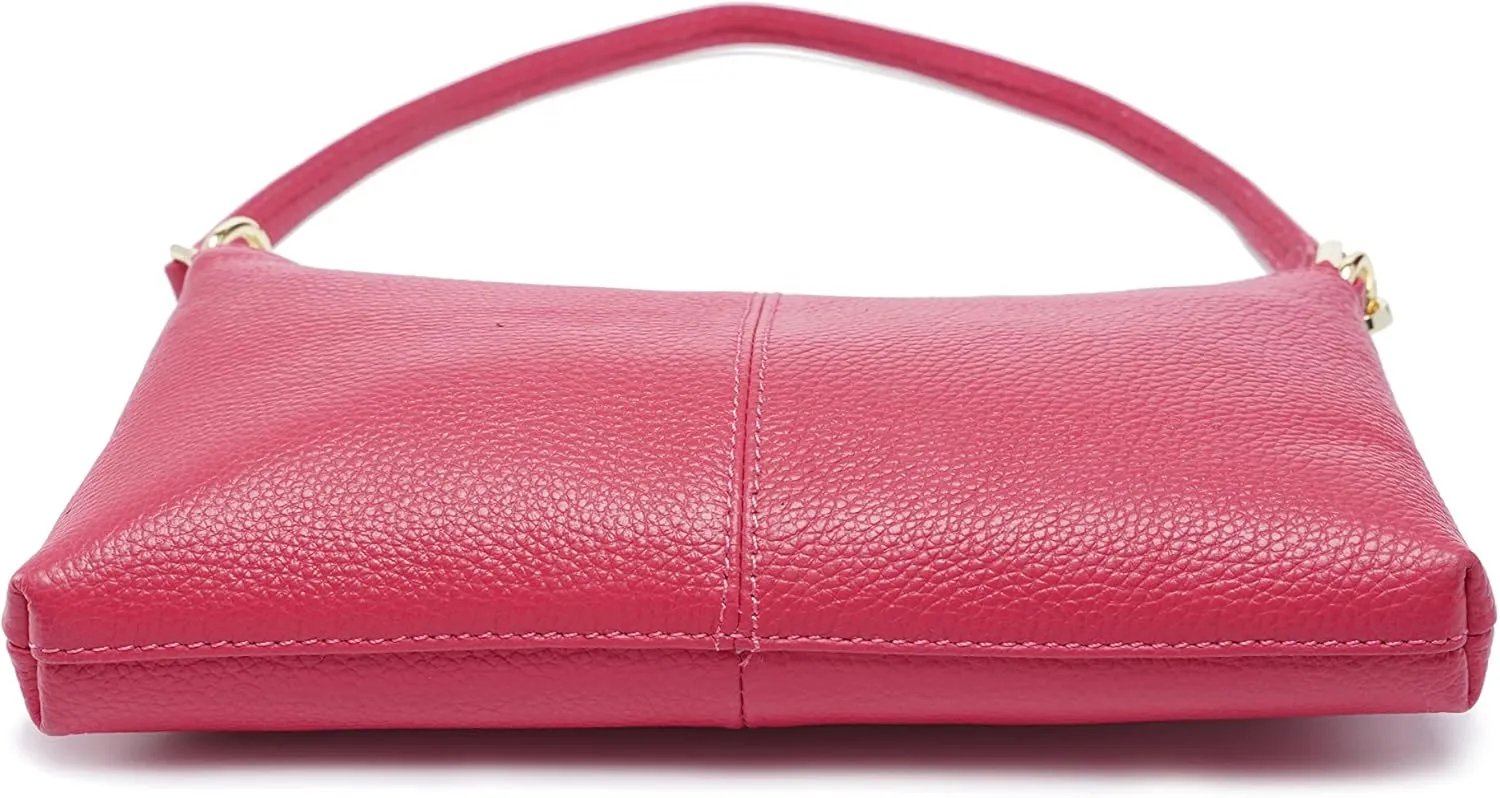 zency Women's Genuine Leather Clutch Bag Leisure Wristlet Vintage Small Handbag Female Underarm Bags Lady Shoulder Crossbody