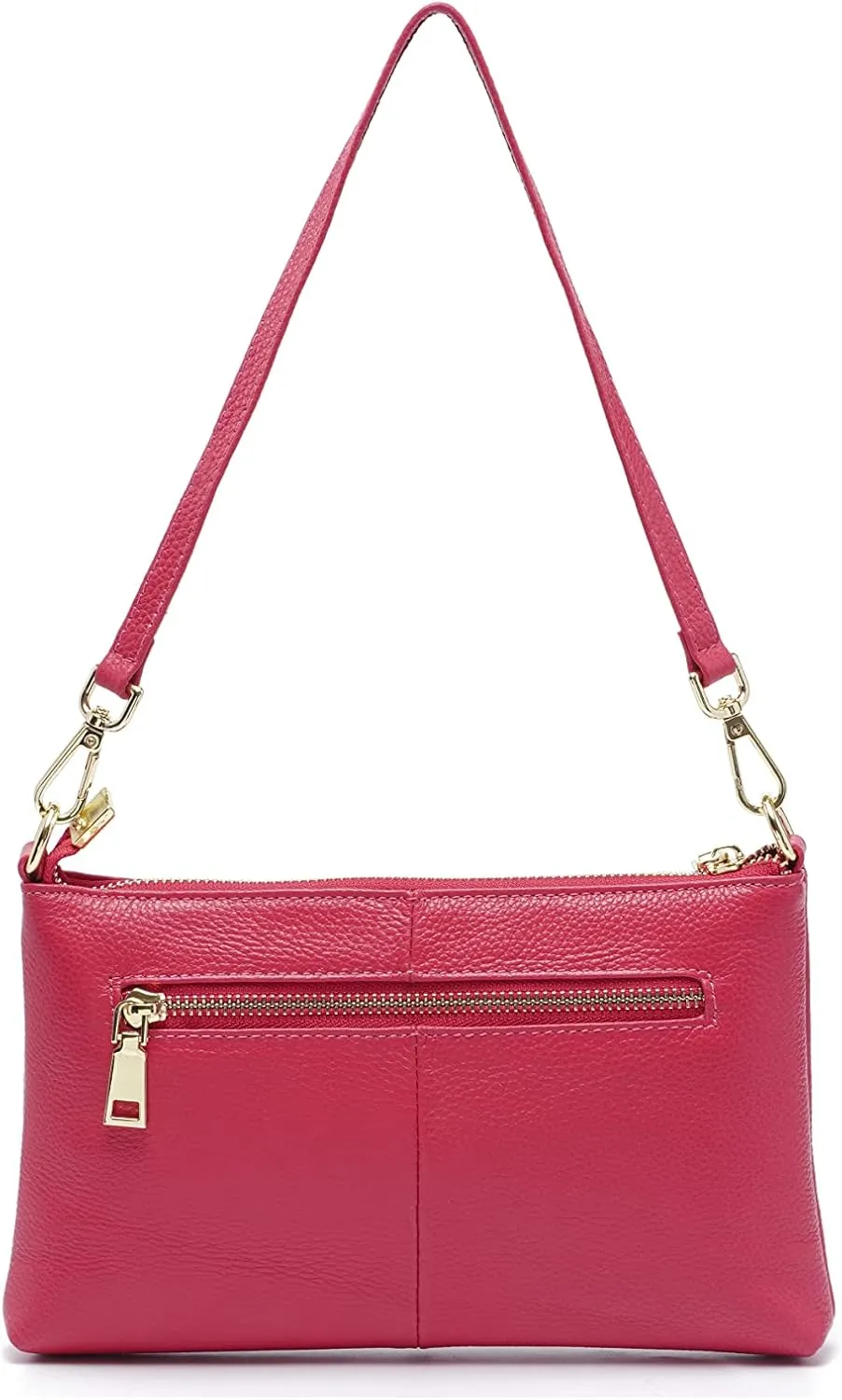 zency Women's Genuine Leather Clutch Bag Leisure Wristlet Vintage Small Handbag Female Underarm Bags Lady Shoulder Crossbody