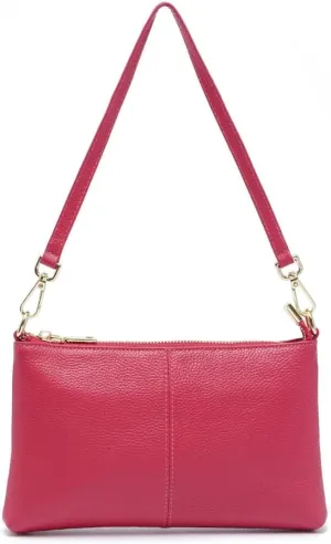 zency Women's Genuine Leather Clutch Bag Leisure Wristlet Vintage Small Handbag Female Underarm Bags Lady Shoulder Crossbody