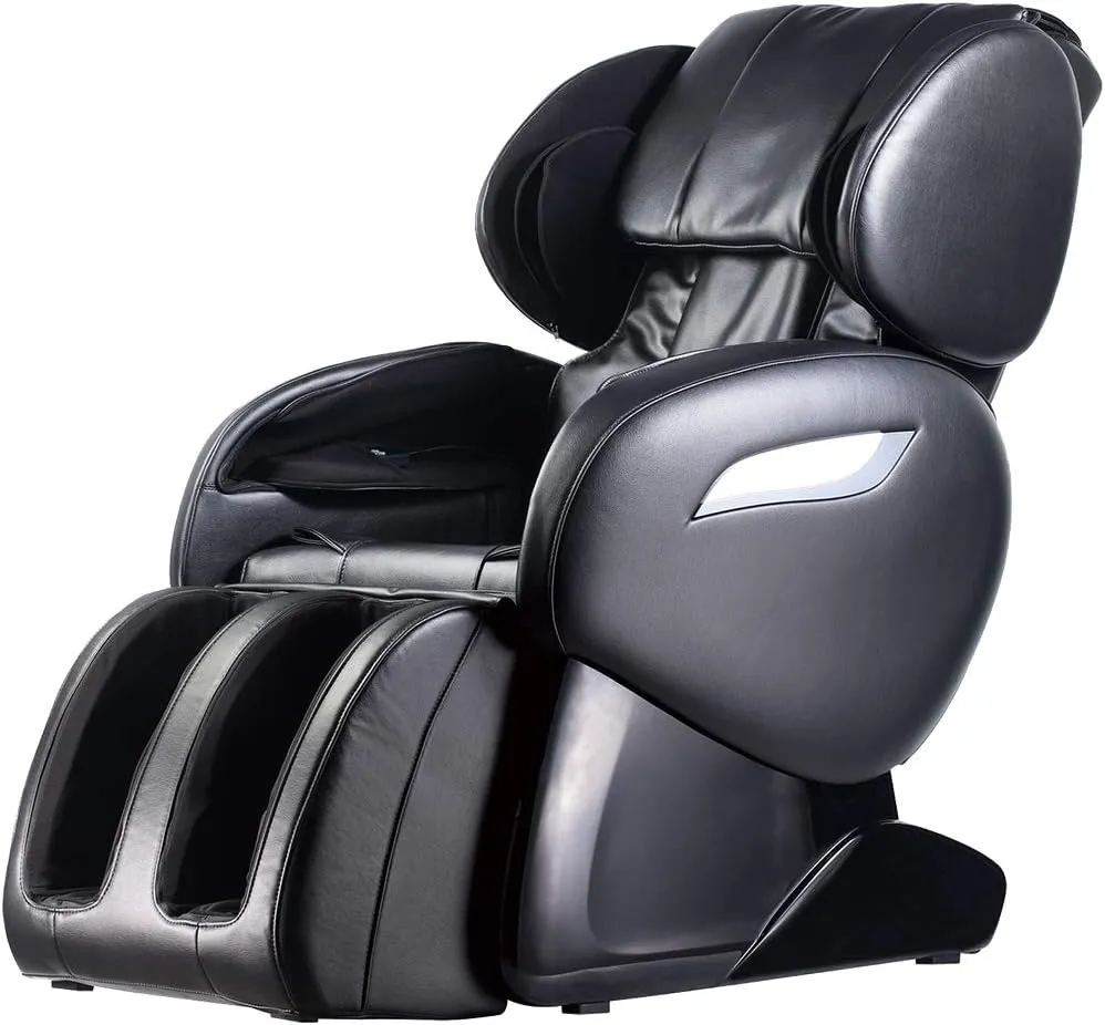Zero Gravity Full Body Electric Shiatsu Massage Chair Recliner with Foot Roller Airbag Massage System Stretch Vibrating(Black)