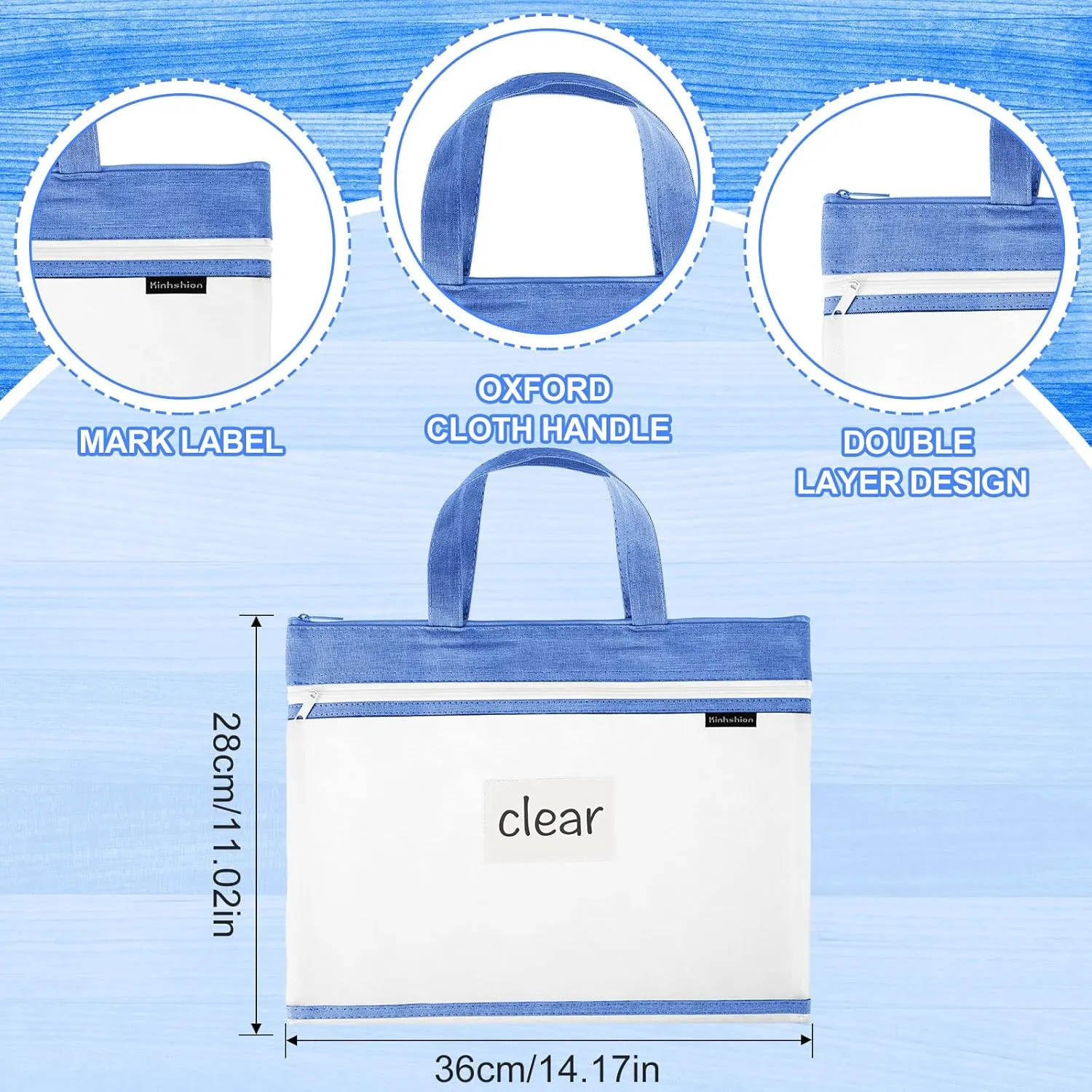 Zhehao 6 Pcs Student Book Pouches with Handle Mesh Zipper Pouch Take Home Mesh Document Bag Transparent File Tote Bag for A4 Files Books, 14 x 11 Inch
