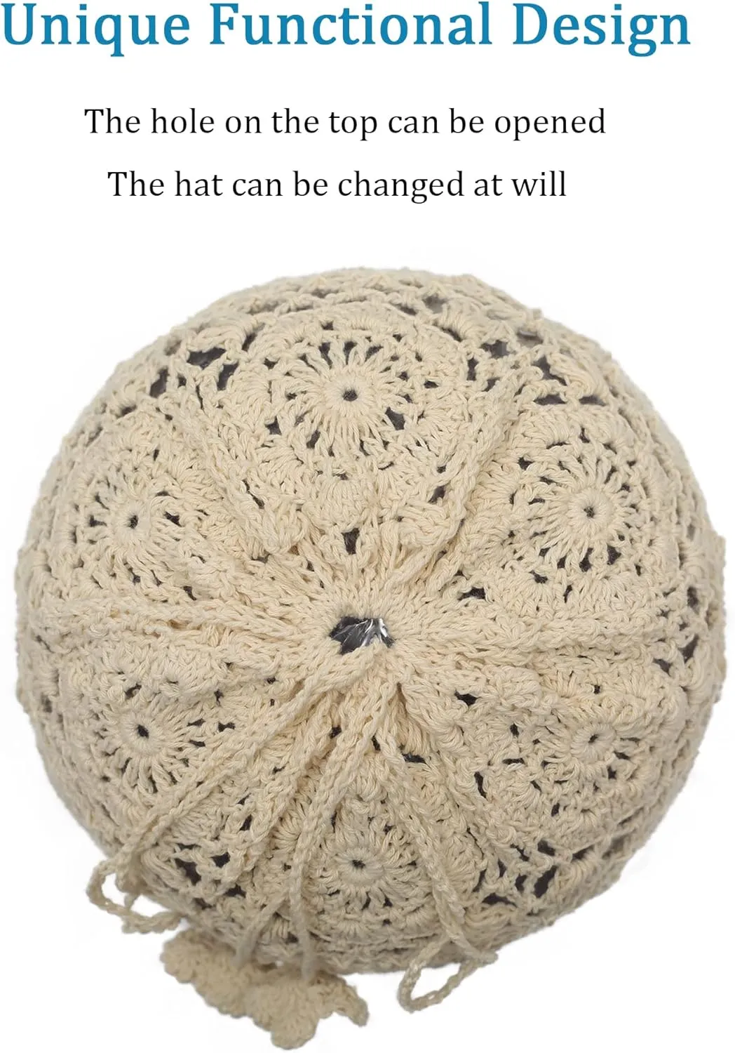 ZLYC Women Cotton Crochet Slouchy Beanie Hat Handmade Knit Summer Skull Cap