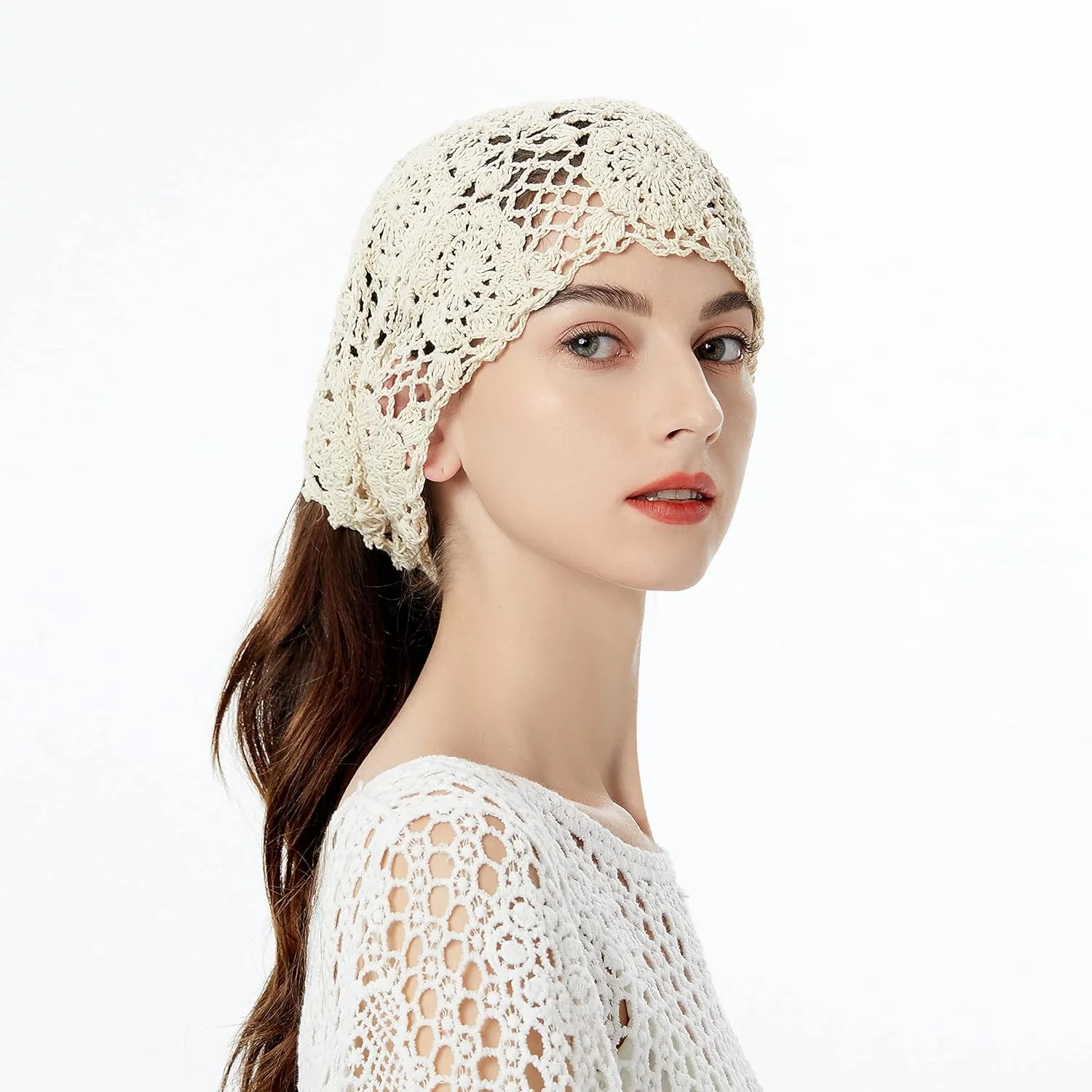 ZLYC Women Cotton Crochet Slouchy Beanie Hat Handmade Knit Summer Skull Cap