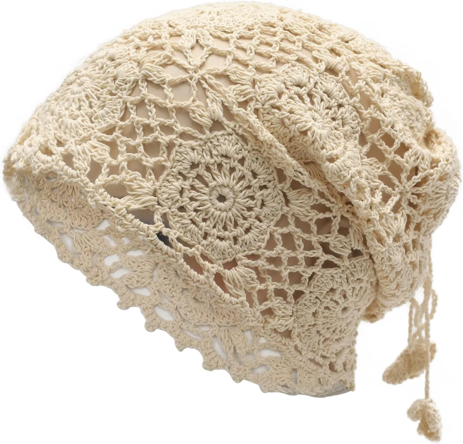 ZLYC Women Cotton Crochet Slouchy Beanie Hat Handmade Knit Summer Skull Cap